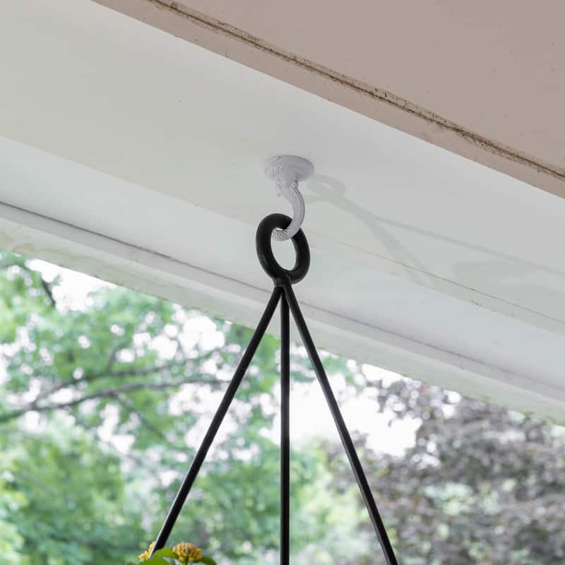Achla Designs 28"H Black Wrought Iron Lina Hanging Planter w/ Burnt Sienna Galvanized Steel Pot
