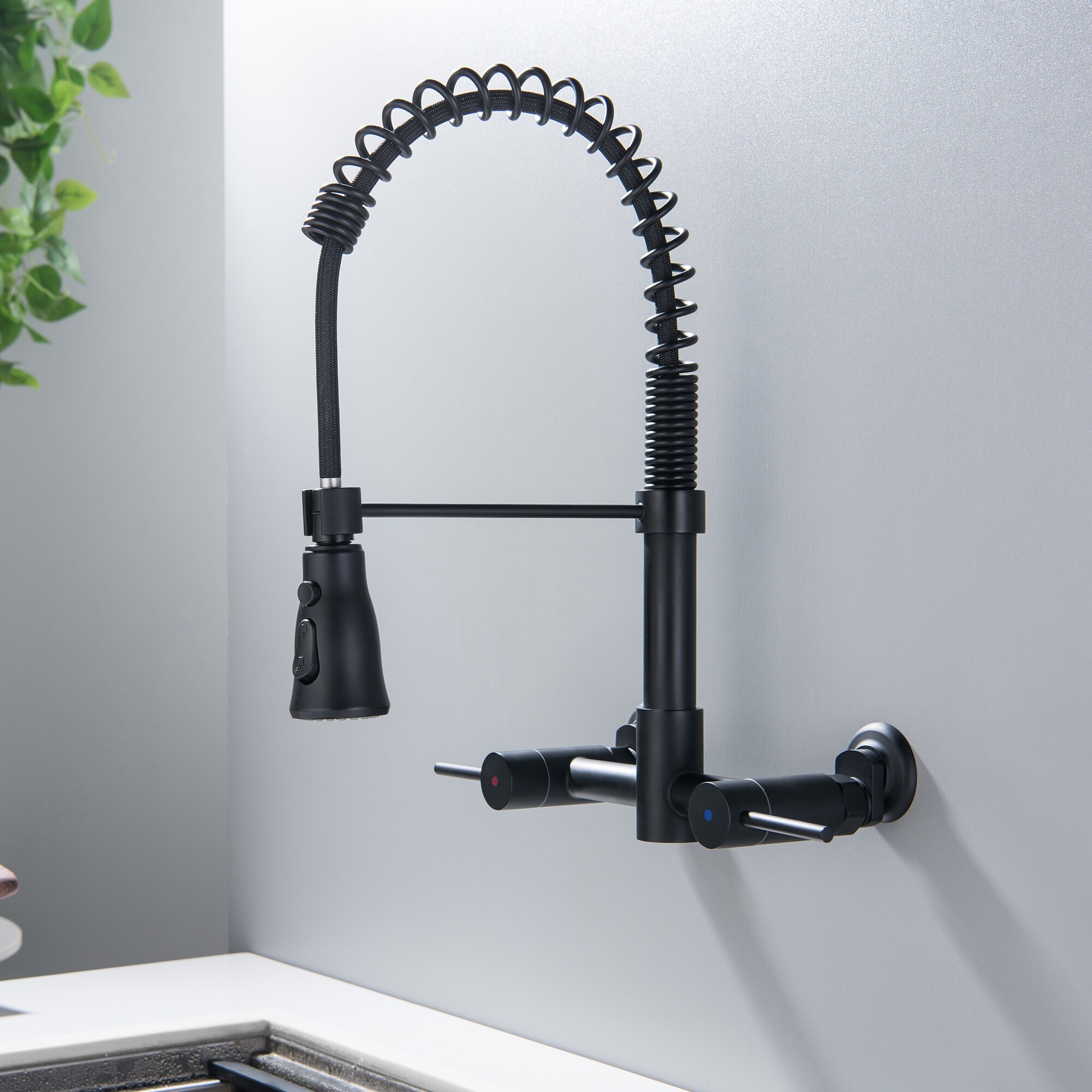 Antique Wall Mounted 3-Way Rotatable Kitchen Faucet Pull Down ...