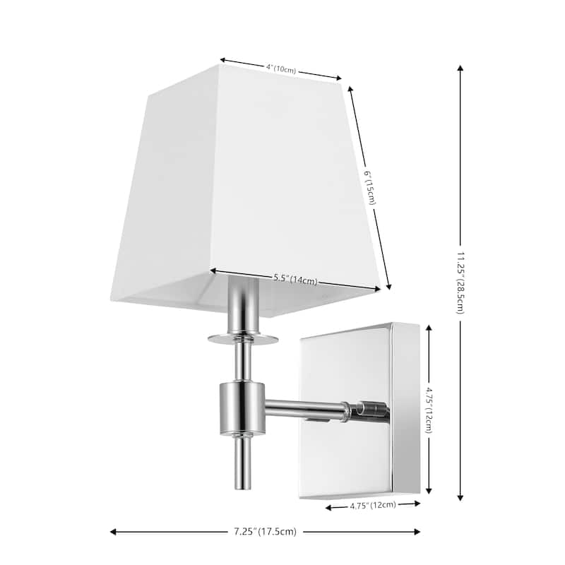 SAFAVIEH Lighting Bara 7-inch Fabric Shade Wall Sconce with Bulbs (Set of 2) - 7.3 In. W x 5.5 In. D x 11.3 In. H - 7Wx6Dx11H