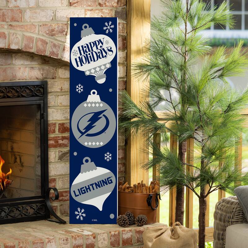 47" Double Sided Seasonal Porch Leaner, Tampa Bay Lightning - 47" x 11.25" - Christmas