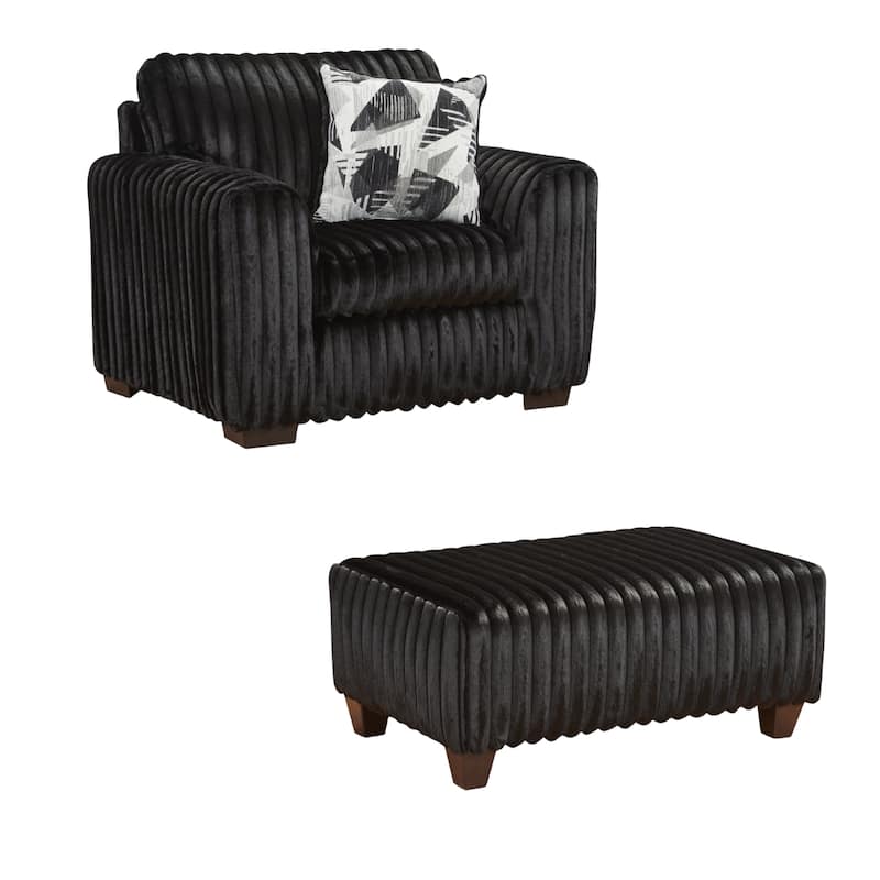 Roundhill Furniture Nolan 2-Piece Living Room Set, Chair and Ottoman