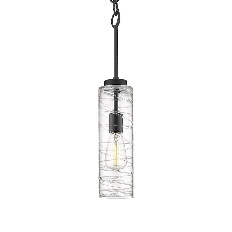 Innovations Lighting 380-1S-21-4 Wexford Pendant Wexford 4" Wide Mini - Matte Black / Clear Deco Swirl