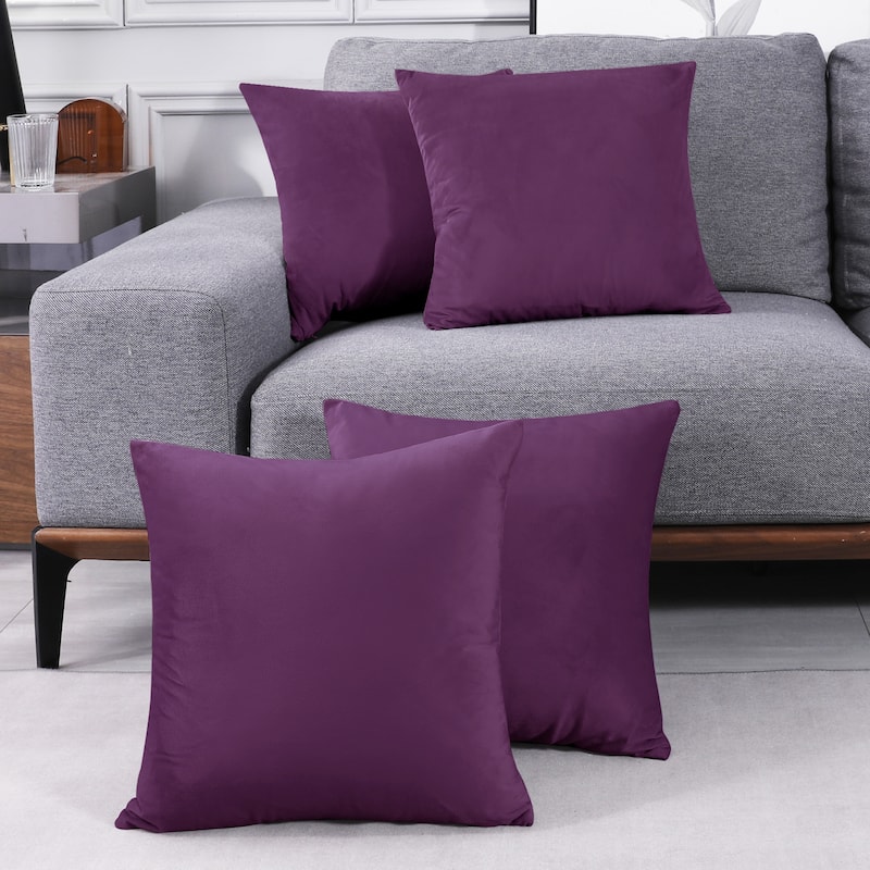 Deconovo Velvet Throw Pillow Covers 4 PCS (Cover Only) - 26x26 Inch - Purple
