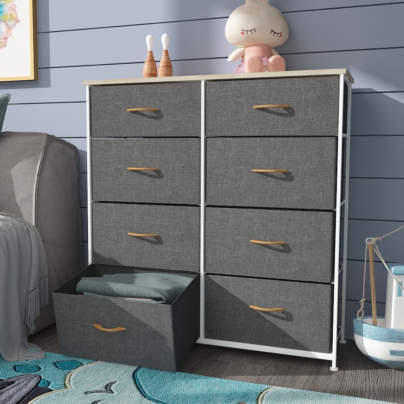 Modern Wide Dresser Storage Tower with 8 Drawers