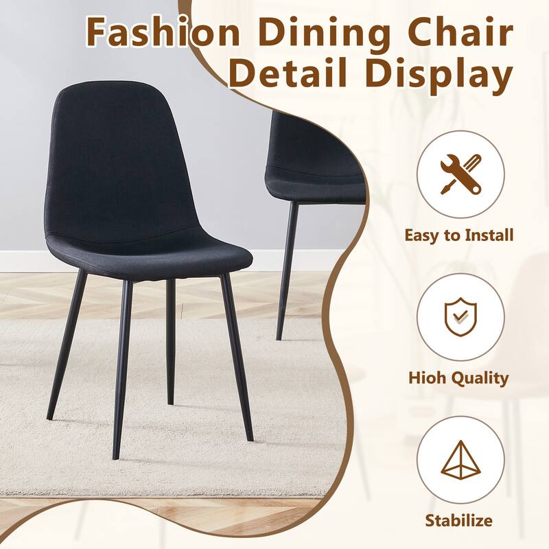 5-piece Natural and Black Spliced Round Dining Table Set with Double-Layer Storage Shelf, Anti-Slip Feet