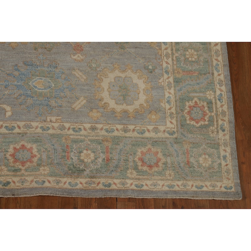 Hand Knotted Oriental 100% Wool Carpet Transitional All-Over Greys & Charcoal Oushak Area Rug - 9' 11'' X 8' 0''