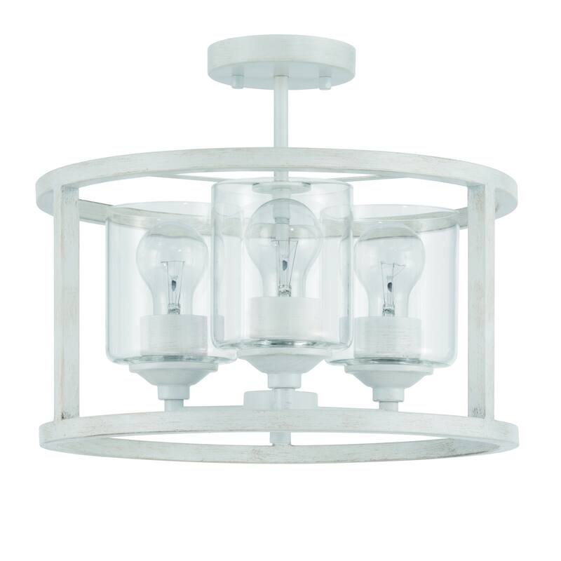 Acroma 3-light White Modern Farmhouse Semi-Flush Mount Ceiling Light