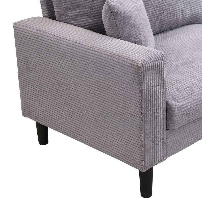 74" Corduroy 3-Seater Sofa with Wooden Frame, High-Resilience Foam Cushions, and Modern Design