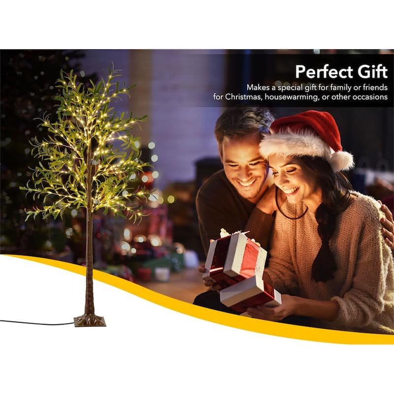 5.9ft Lighted Artificial Olive Tree with LED Fairy Lights