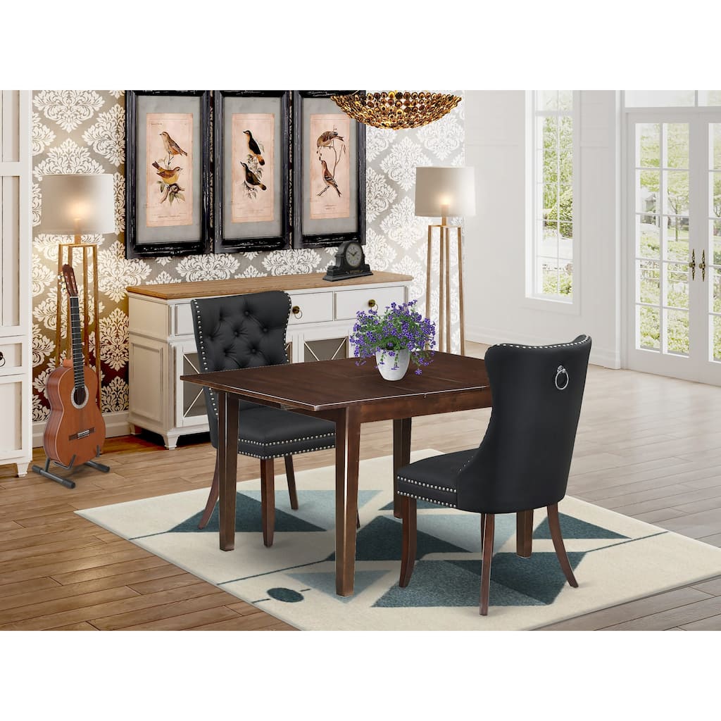 East West Furniture Dining Set Consists of a Rectangle Kitchen Table and Upholstered Chairs, Mahogany (Pieces Options)