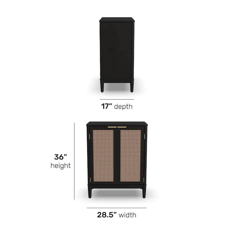 Brentwood Black Wood Bar Cabinet - 29" x 36" x 17"
