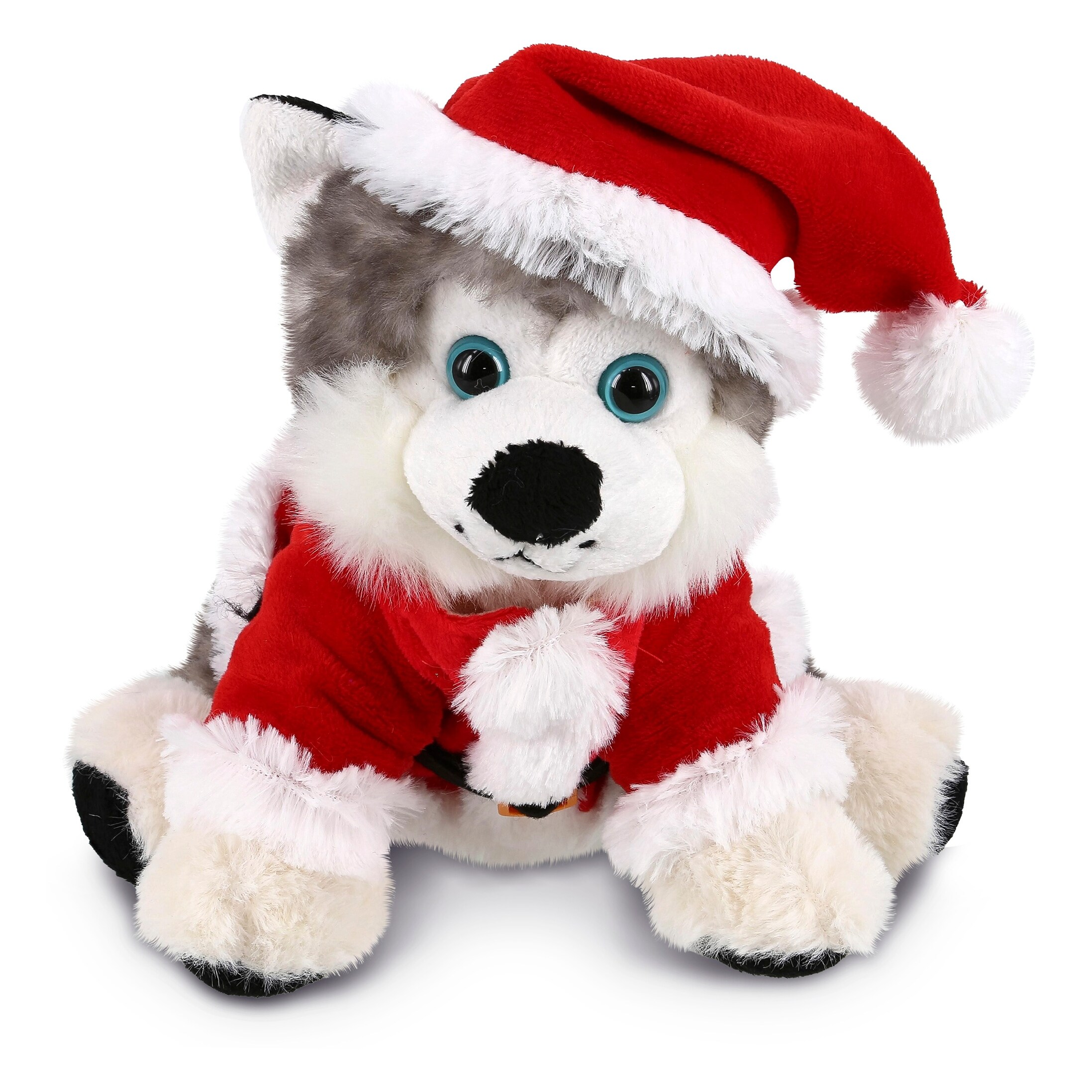 DolliBu Santa Floppy Husky Stuffed Animal Plush Toy with Santa