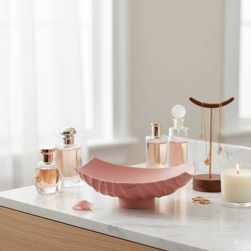 Ceramic Porcelain Modern Decorative Tray - Red, 17" - 17.0"