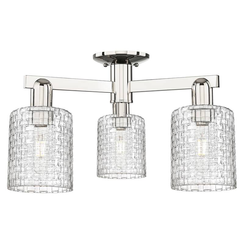 Innovations Lighting Endless Possibilities Arcadia - Cobbleskill - 3 Light 23" Basketweave Semi-Flush Mount - Polished Nickel
