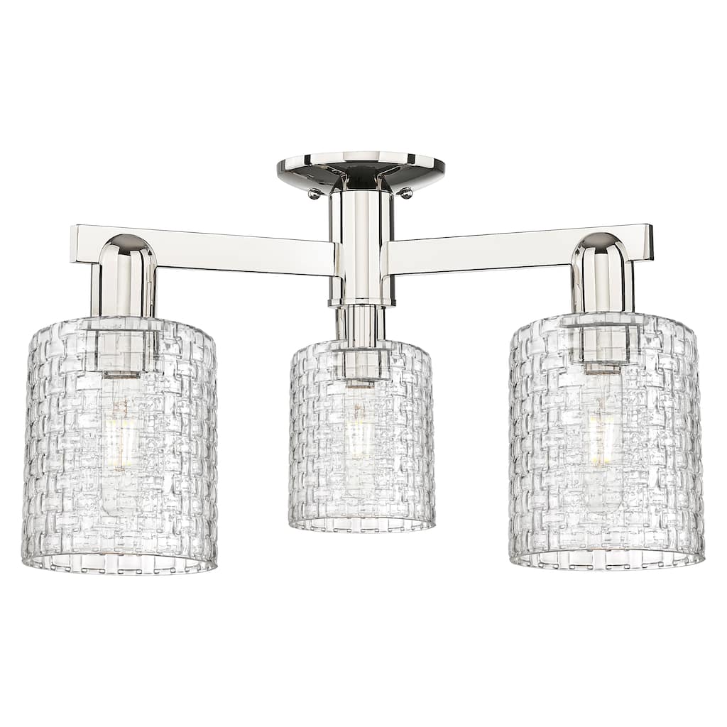 Innovations Lighting Endless Possibilities Arcadia - Cobbleskill - 3 Light 23" Basketweave Semi-Flush Mount