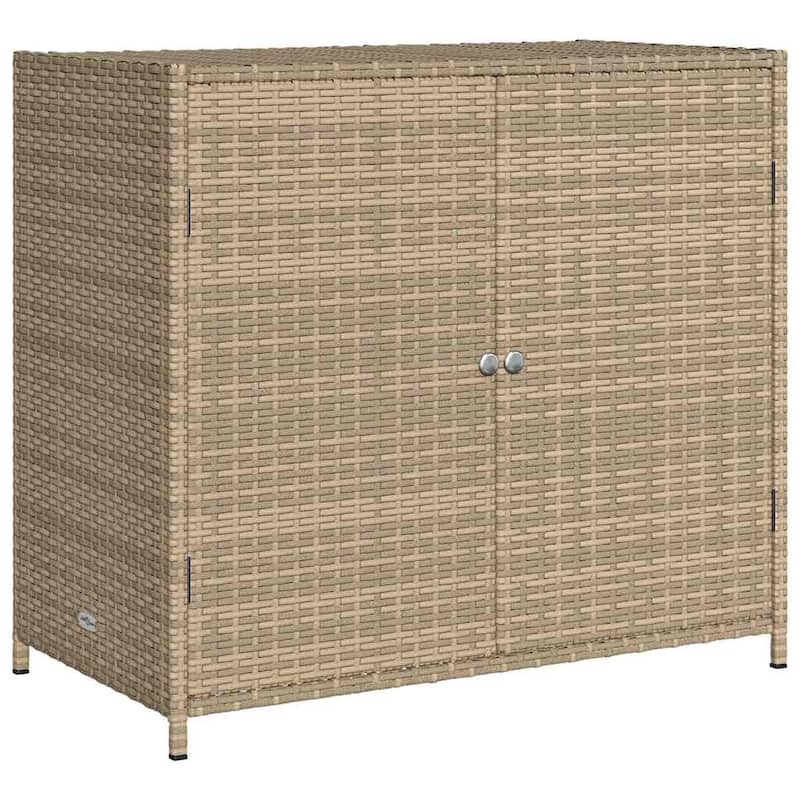 vidaXL Patio Storage Cabinet Box Outdoor Garden Tool Organizer Poly Rattan - 32.7" x 17.7" x 29.9"