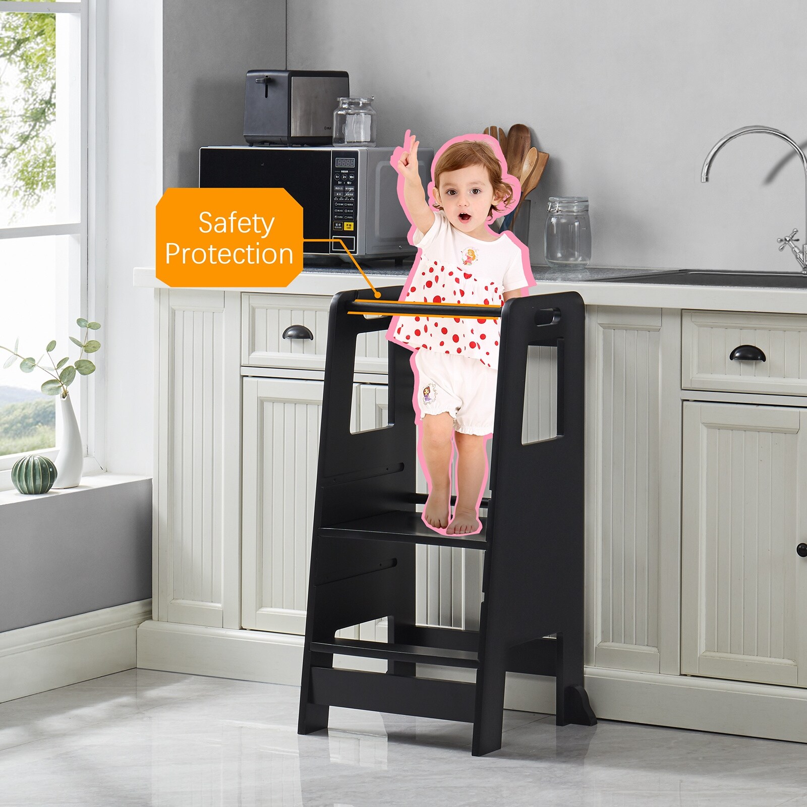 Child step cheap stool with rails
