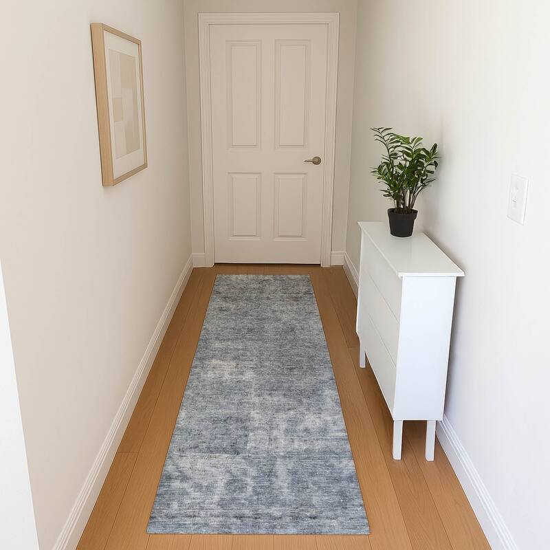 Premium Washable Super Soft Vintage Traditional Mayfield Rug - Blue - 2'3" x 7'6"