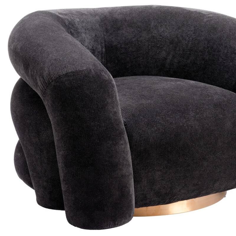 HomeRoots 37" Black And Gold Faux Shearling And Upholstered Arm Chair - 37' X '23.6' X '33