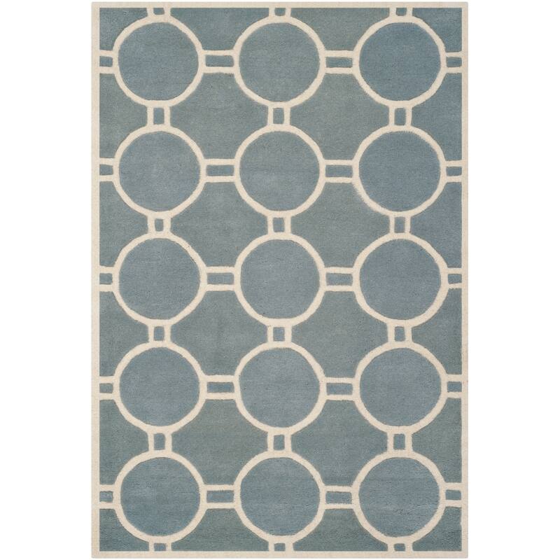 SAFAVIEH Handmade Chatham Amanda Modern Moroccan Wool Rug - 3' x 5' - Blue/Ivory