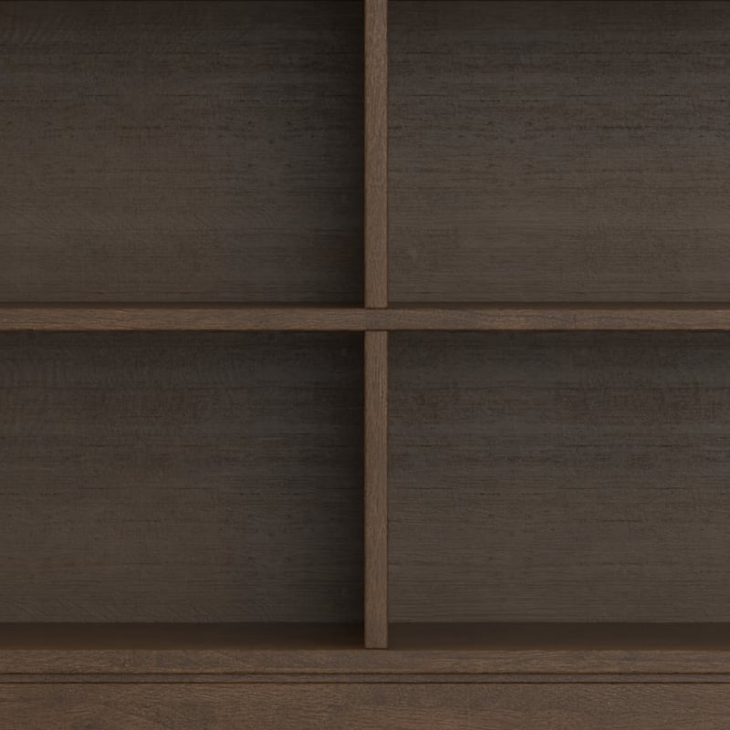 WYNDENHALL Pearson 30 x 64"Solid Wood Mid Century 4-Shelf Low Bookcase in Walnut Brown - 14"D x 64"W x 30"H