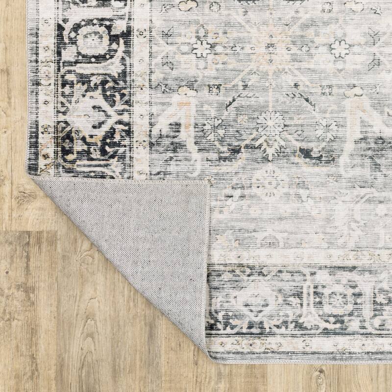 Vista Home Clarissa Washable Bordered Oriental Indoor Area Rug Mat