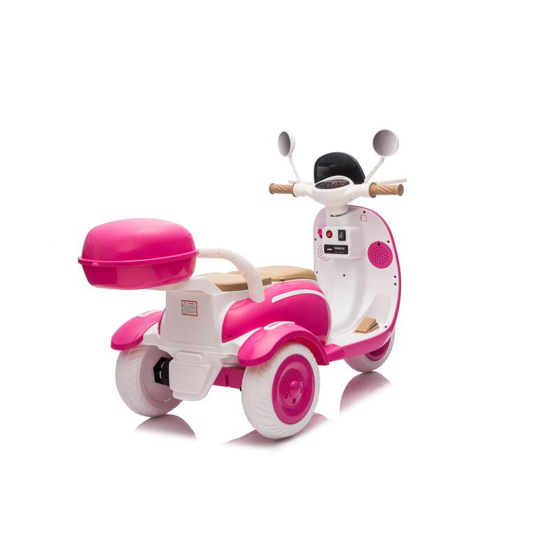 12V Kids Electric Motorcycle, 3 Wheels Ride On Scooter with USB,Bluetooth,Lights,Storage Box, 2 Seats Dual Motor Motorbike