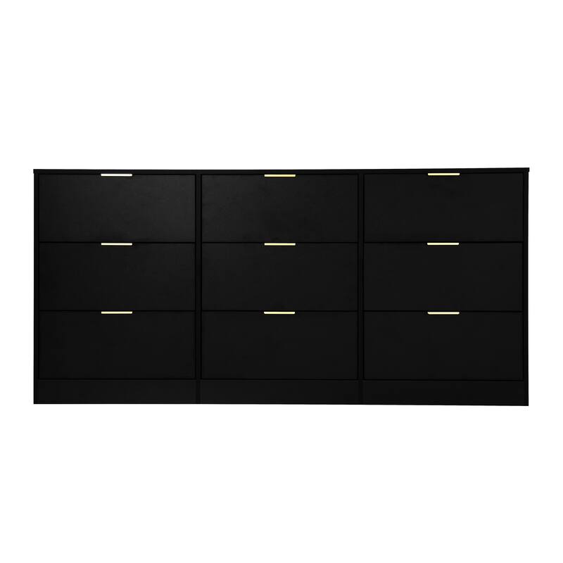 9 Drawer Dresser, 63" Large Deep Chest of Drawers, Wooden Dresser Storage Cabinet with 9 Drawers