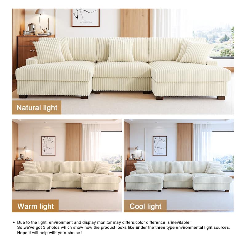 118.4"W Plush Modular Sectional Sofa with Pillows