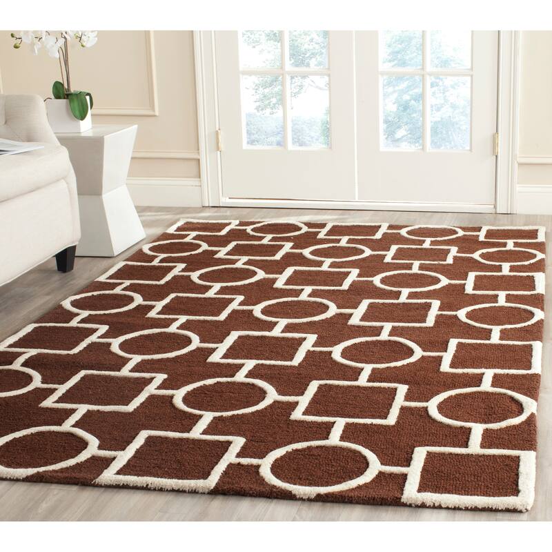 SAFAVIEH Handmade Cambridge Pietrix Modern Moroccan Wool Rug - 8' x 10' - Dark Brown/Ivory