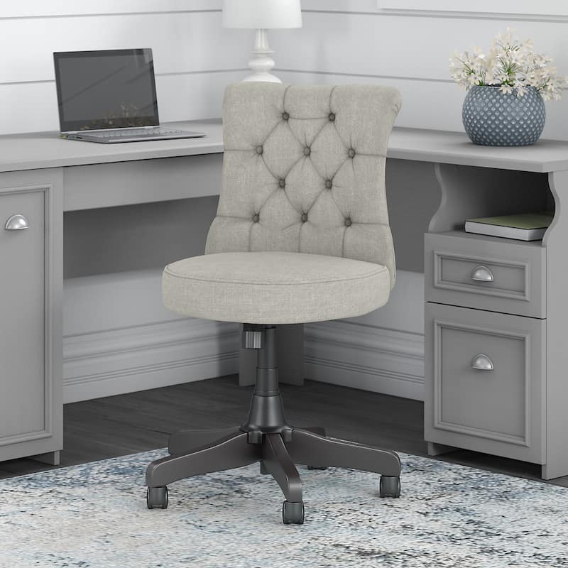 Bush Furniture Fairview Mid Back Tufted Office Chair in Antique White - 22.05"L x 25.79"W x 33.66"H - Light Gray