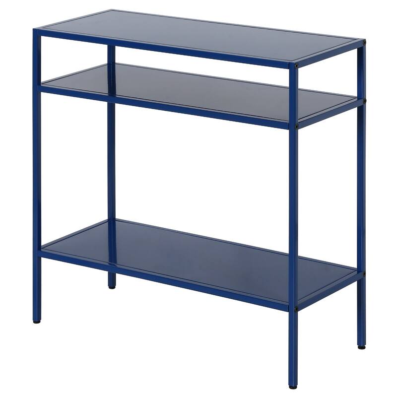 Modern 24'' Steel End Table with Shelves Rectangular Accent Table with Bronze Finish & Storage