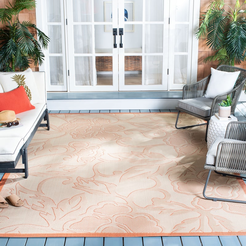 SAFAVIEH Courtyard Yaren Indoor/ Outdoor Waterproof Patio Backyard Rug - 8' x 11' - Natural/Terra