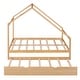 preview thumbnail 11 of 11, Natural Full Size Wooden House Bed with Trundle and Roof