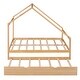 preview thumbnail 11 of 11, Natural Solid Wood House Bed with Roof for Boys and Girls' Bedroom