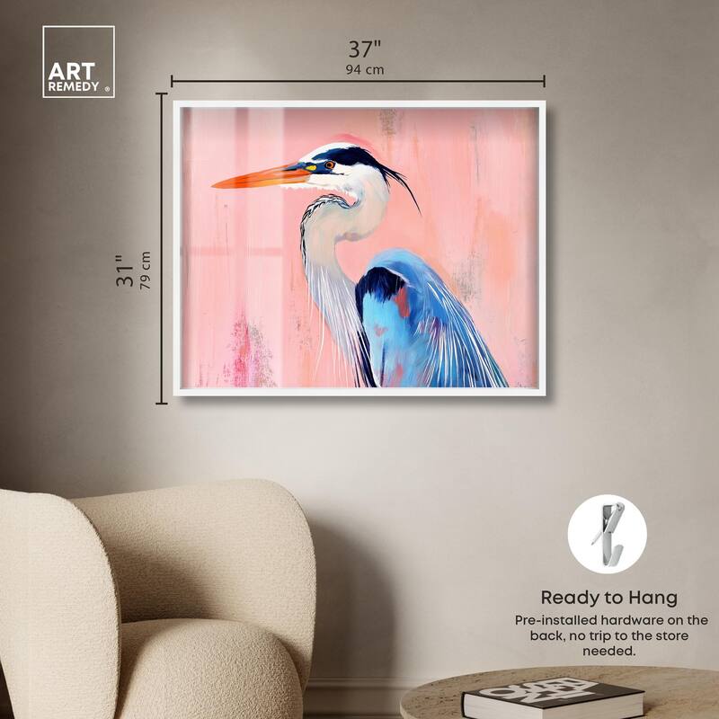 Rosy Dawn Heron Shadowbox by Art Remedy