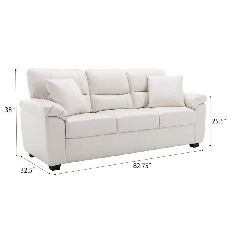 Morden Fort Upholstered Living Room Set, 2 Pieces, Faux Leather Loveseat and Sofa