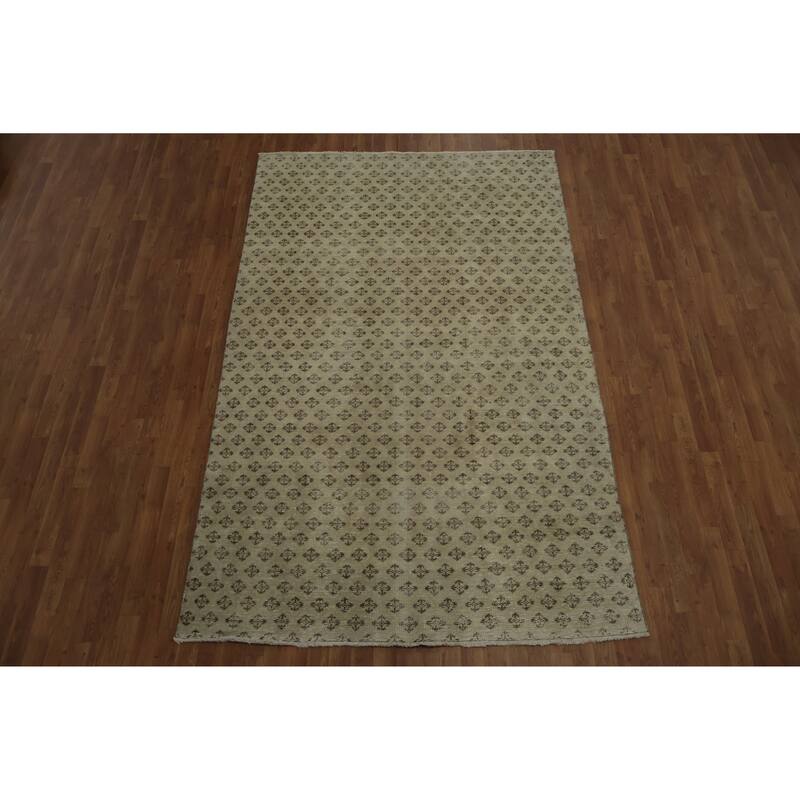 Hand Knotted Oriental 100% Wool Carpet Transitional Floral Beige & Ivories Anatolian Area Rug - 9' 3'' X 5' 10''