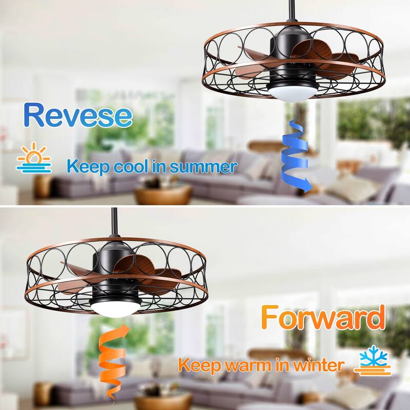 CurveCurio 24“ OutDoor Water Proof Ceiling Fan w/ LED Lights Quiet DC Motor Remote and App Contorl 3 Color Tone and 6 Speed