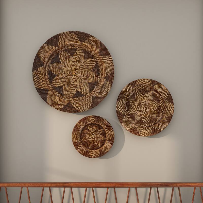 Light Brown Palm Tree Traditional Wall Decor Abstract (Set of 3)