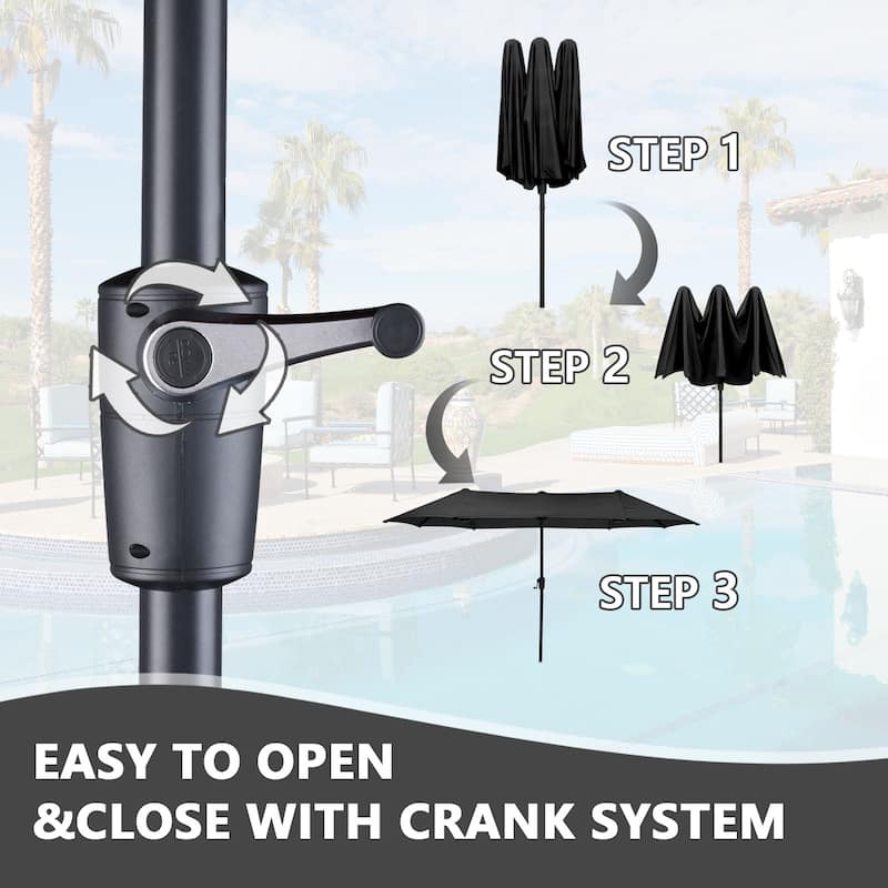 Ainfox 13Ft Large Outdoor Patio Umbrella with Crank With Base