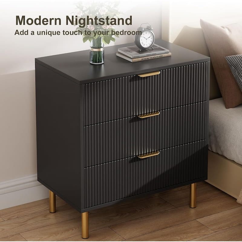 Modern Design 3 Drawer Dresser, Storage Nightstand for Bedroom, Living Room, Closet, Hallway