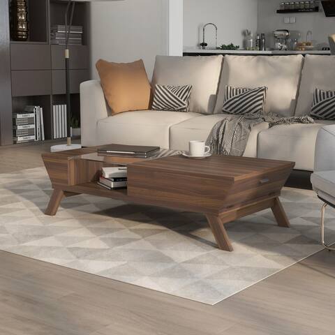 Furniture of America Kress Glass Insert Coffee Table