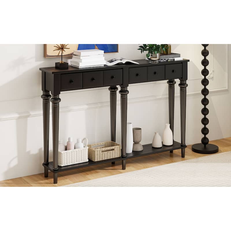 Retro Console Table with Open Shelf