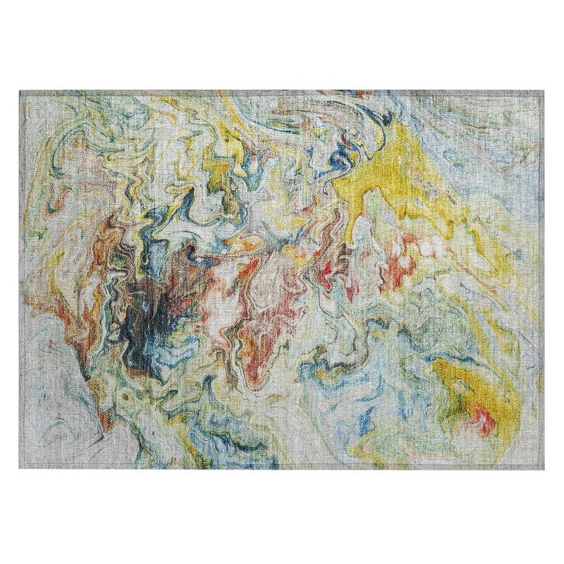 Machine Washable Indoor/ Outdoor Chantille Abstract Contempoary Rug
