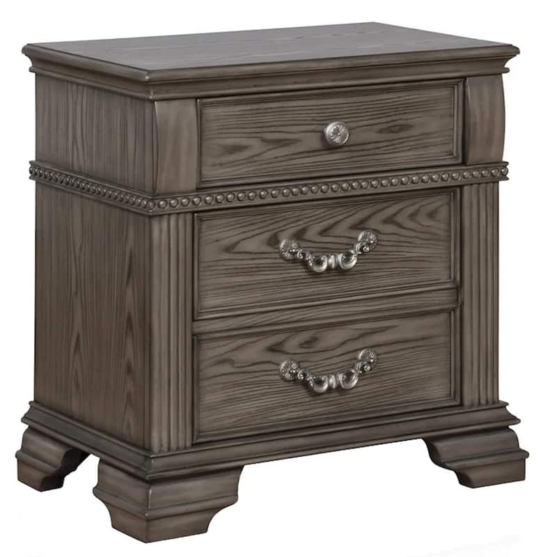 Smooth Gray 3 Drawer 28 in. W Nightstand with Sturdy Knob Pulls