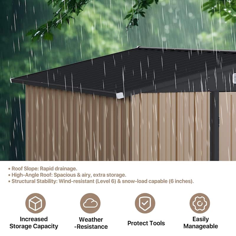 AOXUN Outdoor Storage Shed with Lockable Doors and Air Vents for Garden