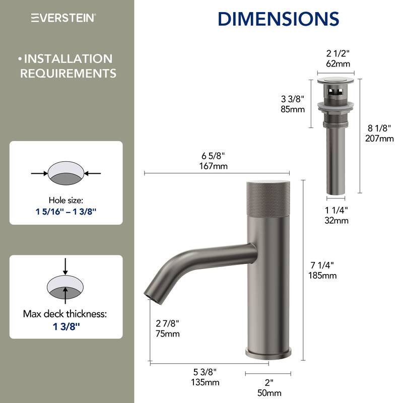 Modern 1-Handle Single Hole Bathroom Faucet with Anti-Slip Handle