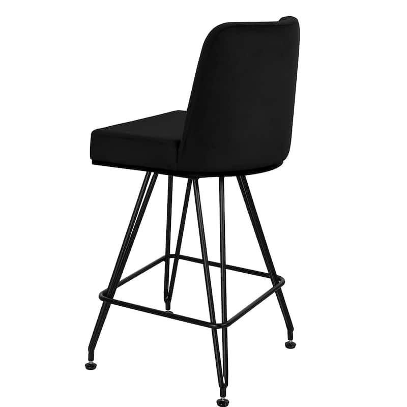26" Leather/Velvet Swivel Counter Height Bar Stools - 38.2"H x 17.7"W x 19.1"D