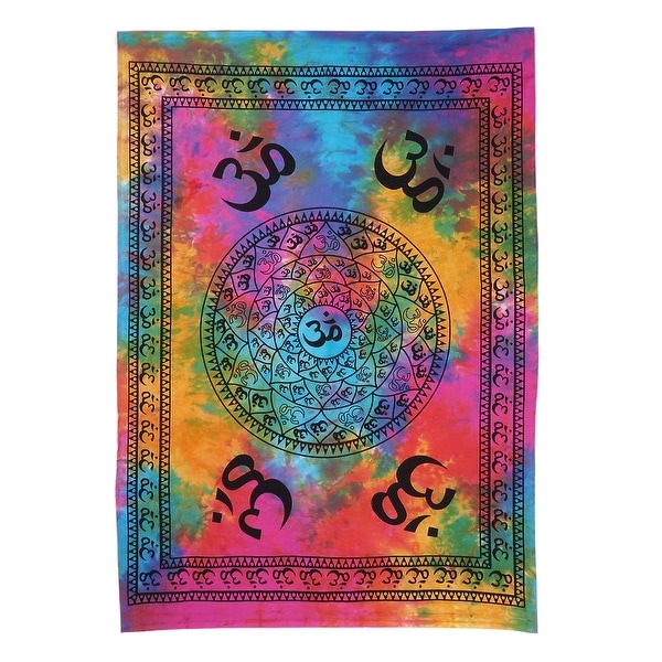 Indian Tapestry Posters Small Cotton Om Chakra Wall Hanging Ethnic Table Cloth 